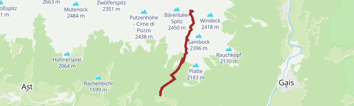 Route map: Hiking tour to the summit "Plattner Spitz"